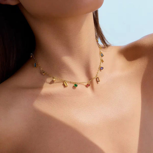 Aria Multi - colour Stone Necklace - Calilo Australia