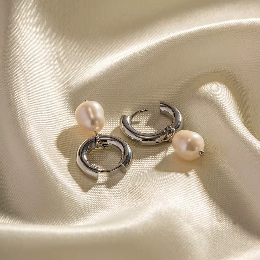 Calilo Silver Pearl Drop Earrings - Calilo Australia