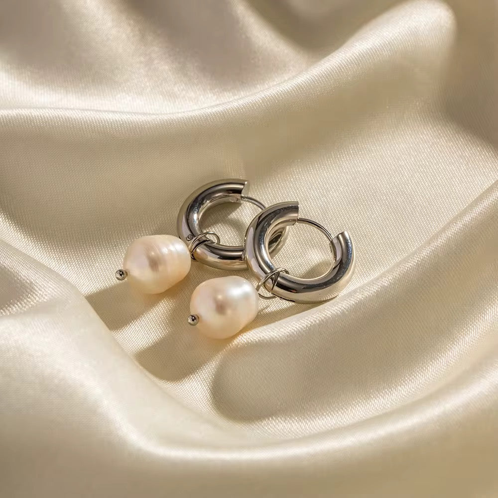 Calilo Silver Pearl Drop Earrings - Calilo Australia
