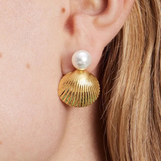 Carrie Shell Pearl Earrings - Calilo Australia