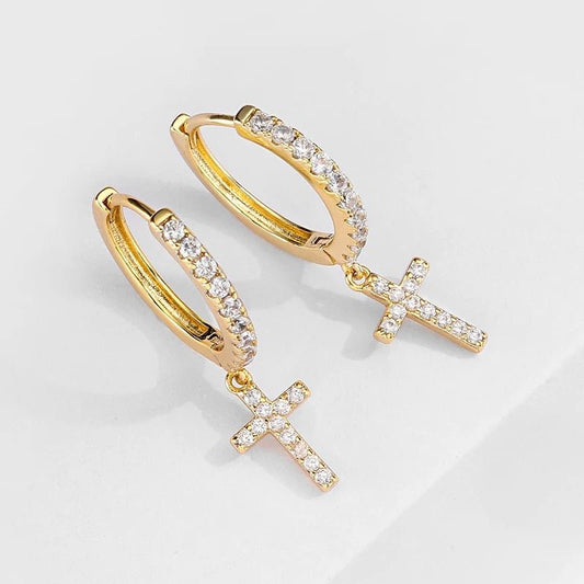 CZ Cross Earrings - Calilo Australia