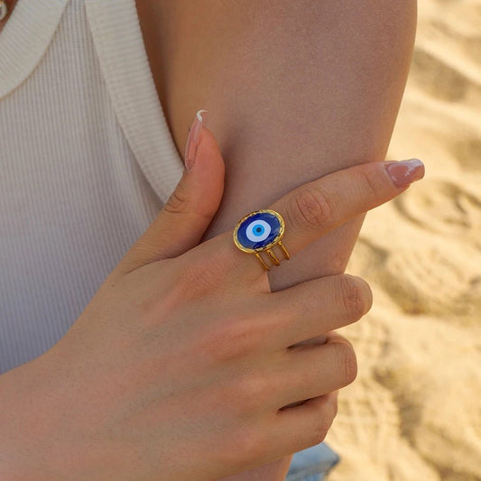 Evil Eye Adjustable Ring - Calilo Australia