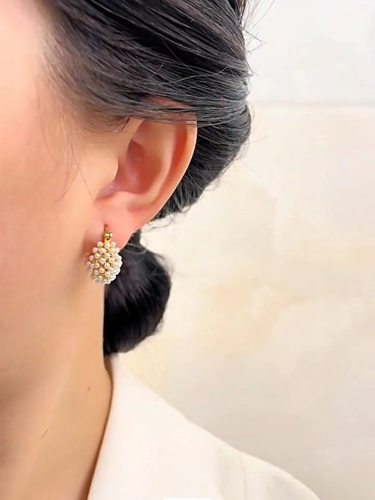 Helena Pearl Gold Hoops - Calilo Australia