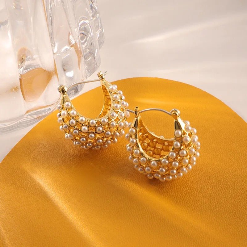 Helena Pearl Gold Hoops - Calilo Australia
