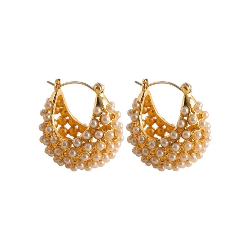 Helena Pearl Gold Hoops - Calilo Australia