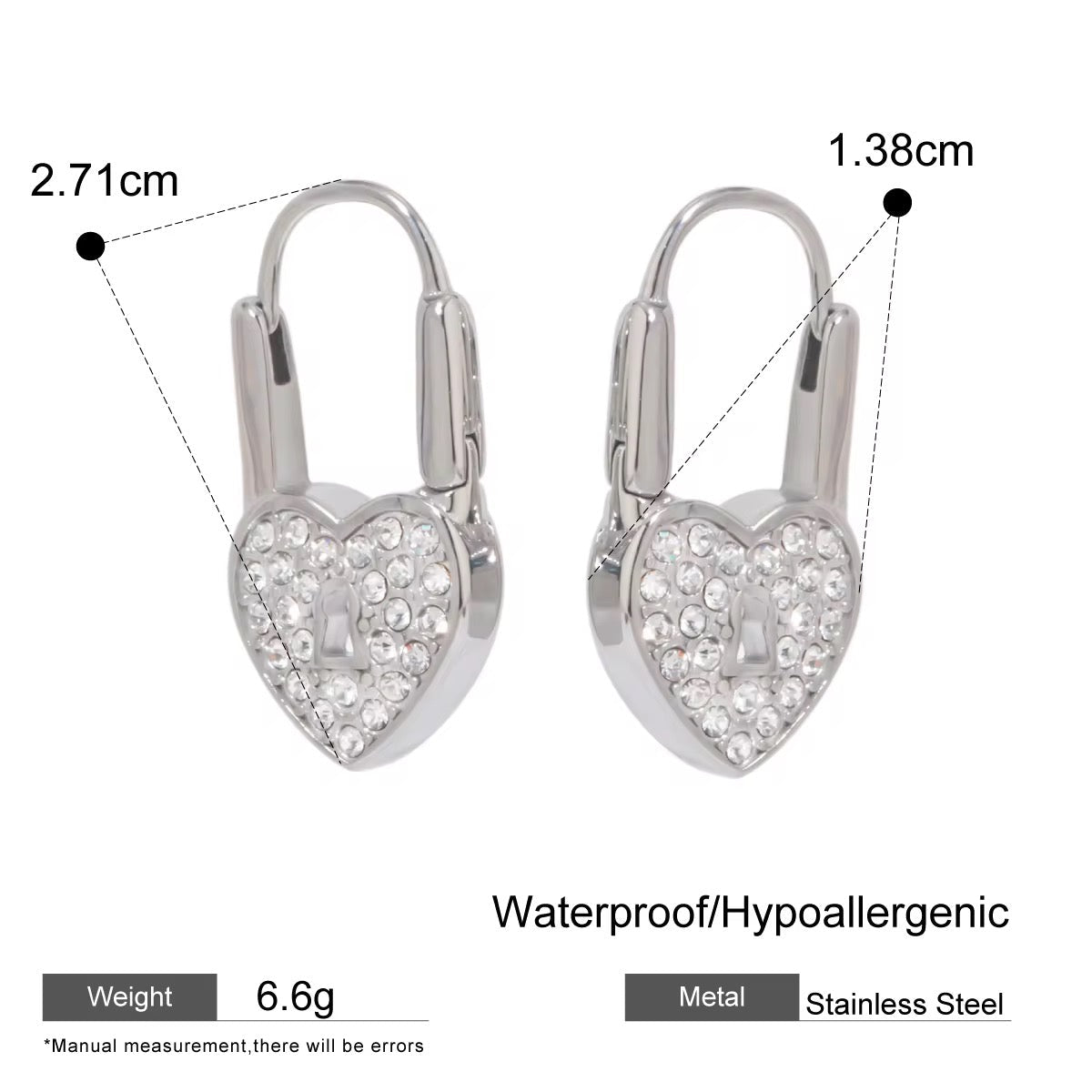 Love Heart Zircon Earrings - Calilo Australia