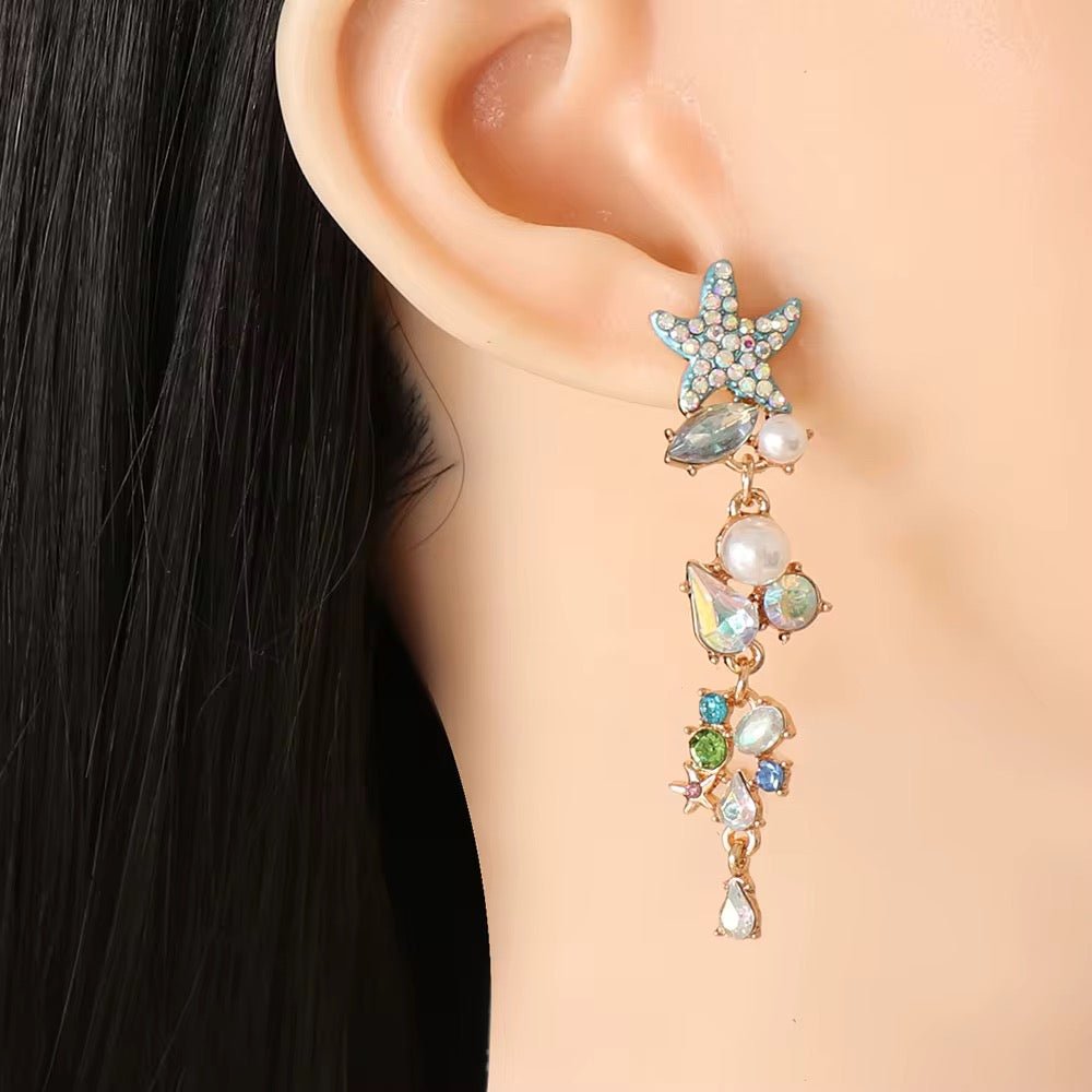 Luna Starfish Rhinestone Earrings - Calilo Australia