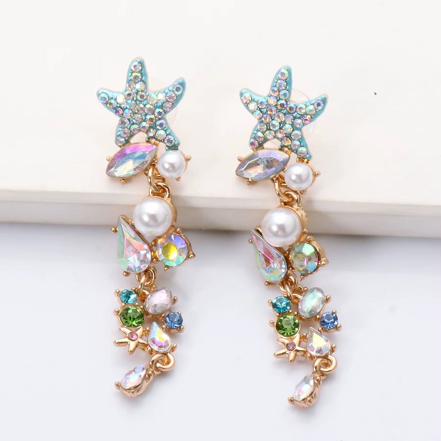 Luna Starfish Rhinestone Earrings - Calilo Australia
