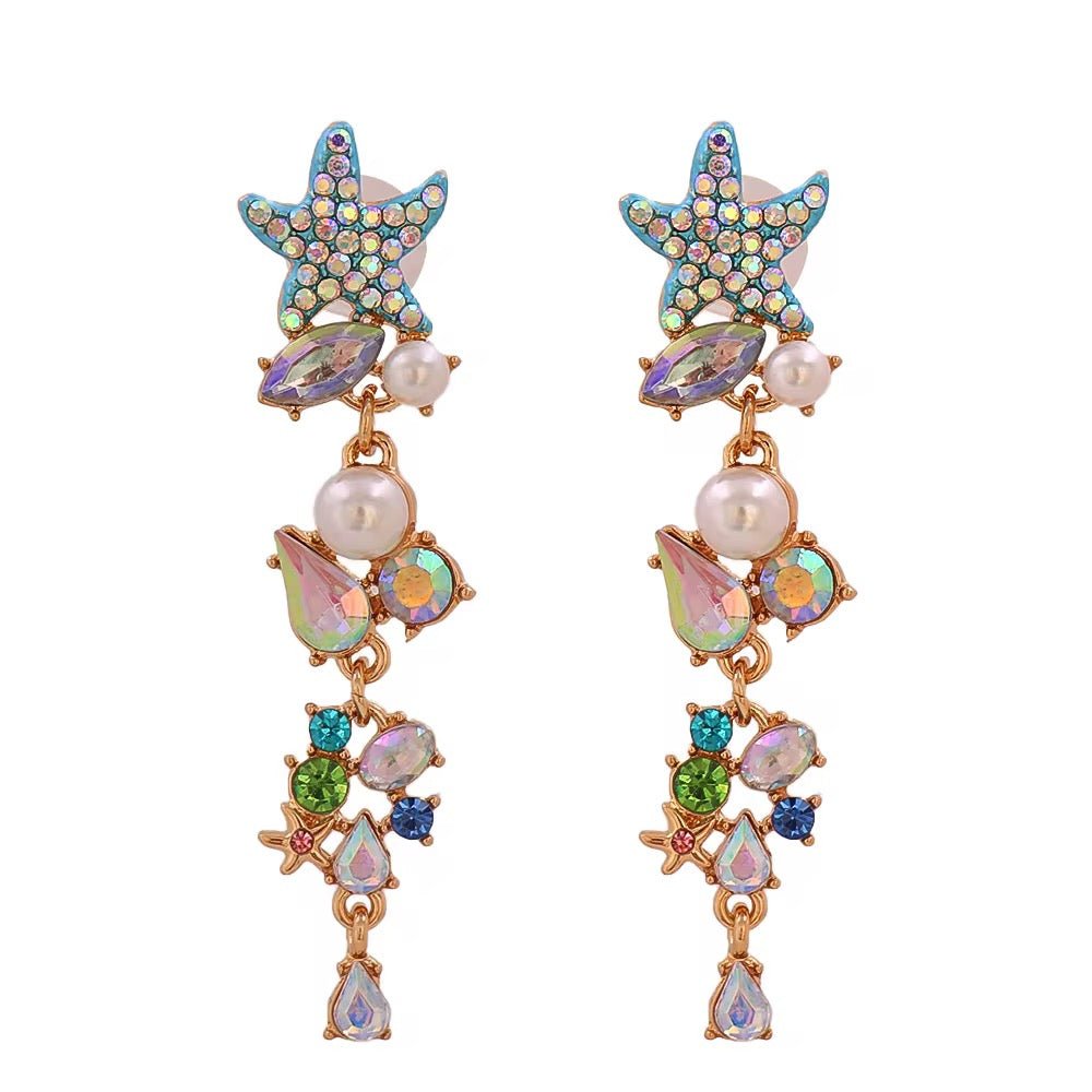 Luna Starfish Rhinestone Earrings - Calilo Australia