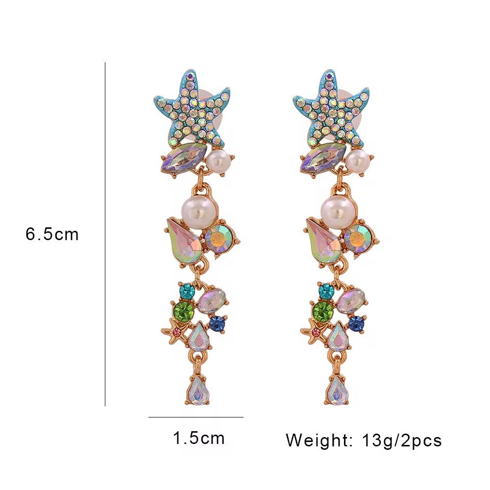 Luna Starfish Rhinestone Earrings - Calilo Australia