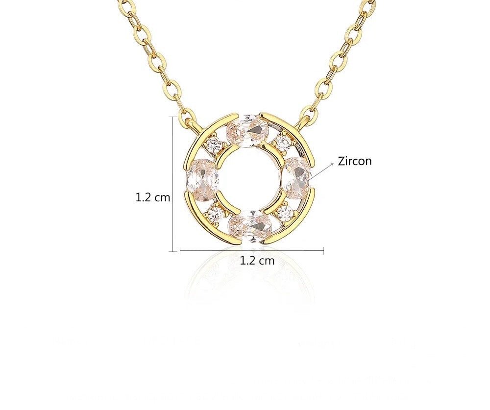 Open Circle Pendant Necklace Cubic Zirconia - Calilo Australia