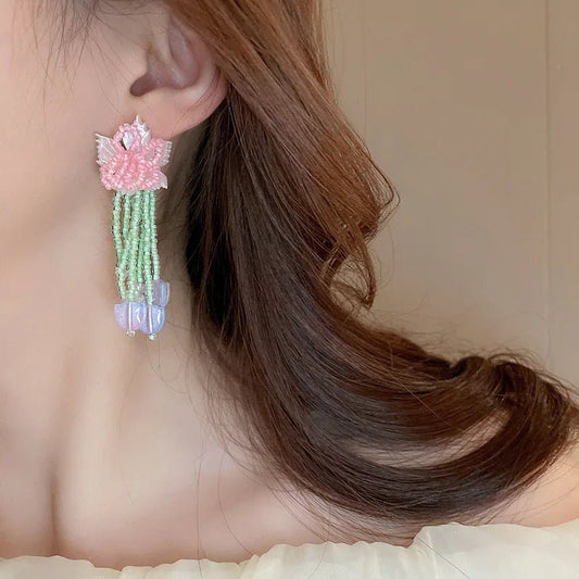 Pink Lily Earrings - Calilo Australia