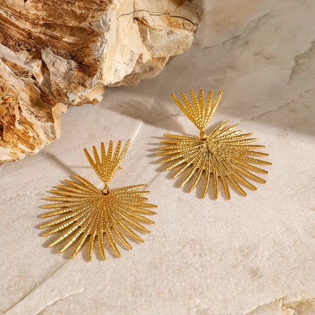 Samara Double Ginkgo Leaf Drop Earrings - Calilo Australia