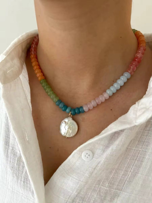 Valencia Multicolour Pearl Necklace - Calilo Australia