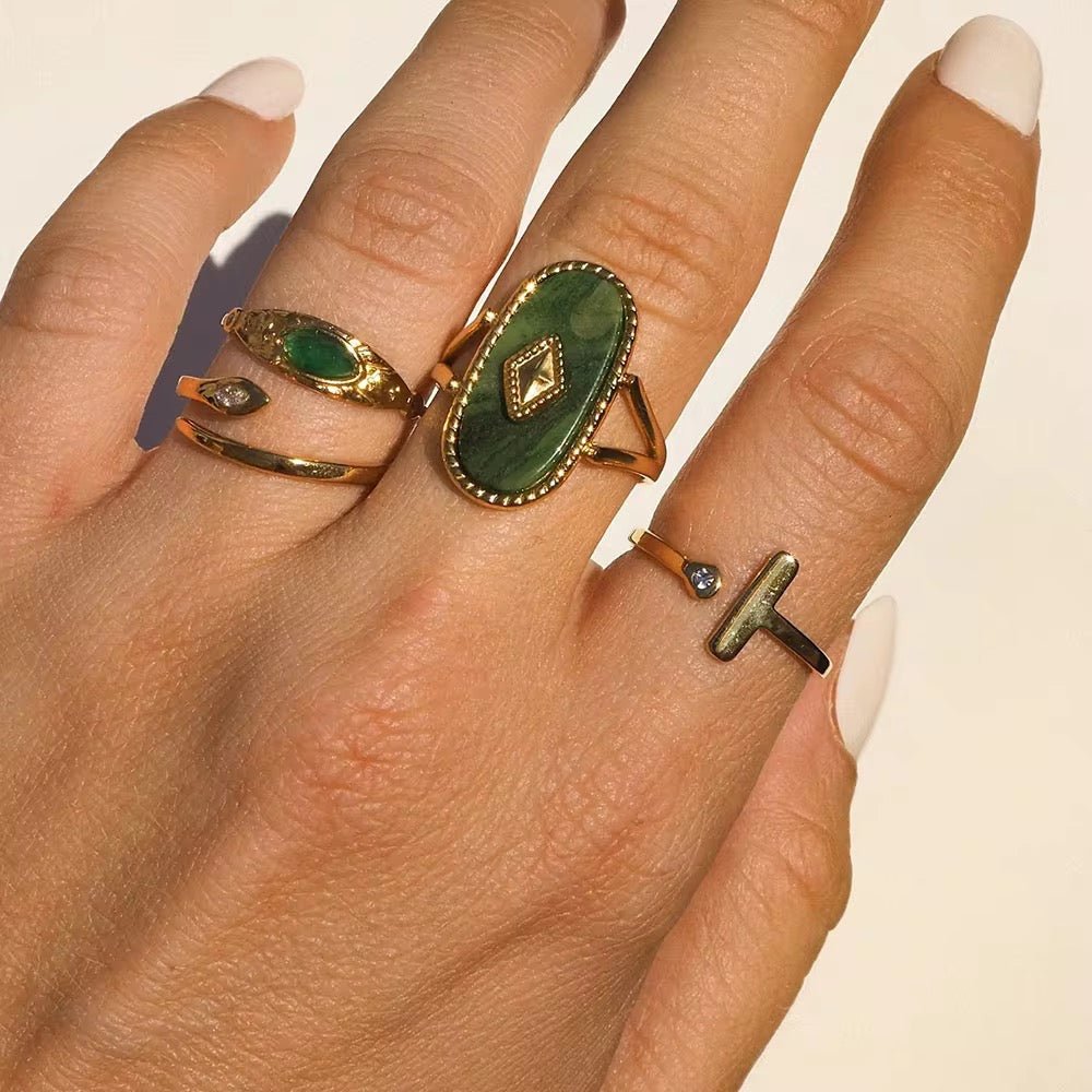 Victoria Oval Natural Lapis Stone Stacking Ring - Calilo Australia