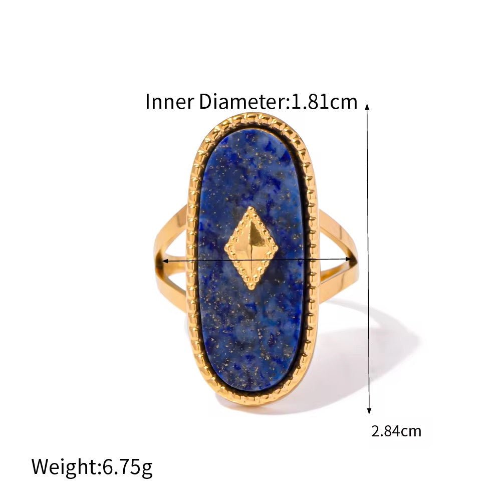 Victoria Oval Natural Lapis Stone Stacking Ring - Calilo Australia
