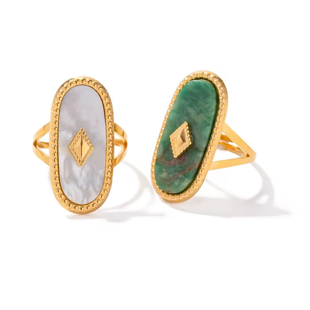 Victoria Oval Natural Lapis Stone Stacking Ring - Calilo Australia