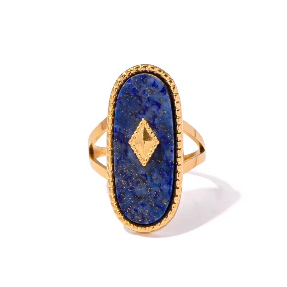 Victoria Oval Natural Lapis Stone Stacking Ring - Calilo Australia