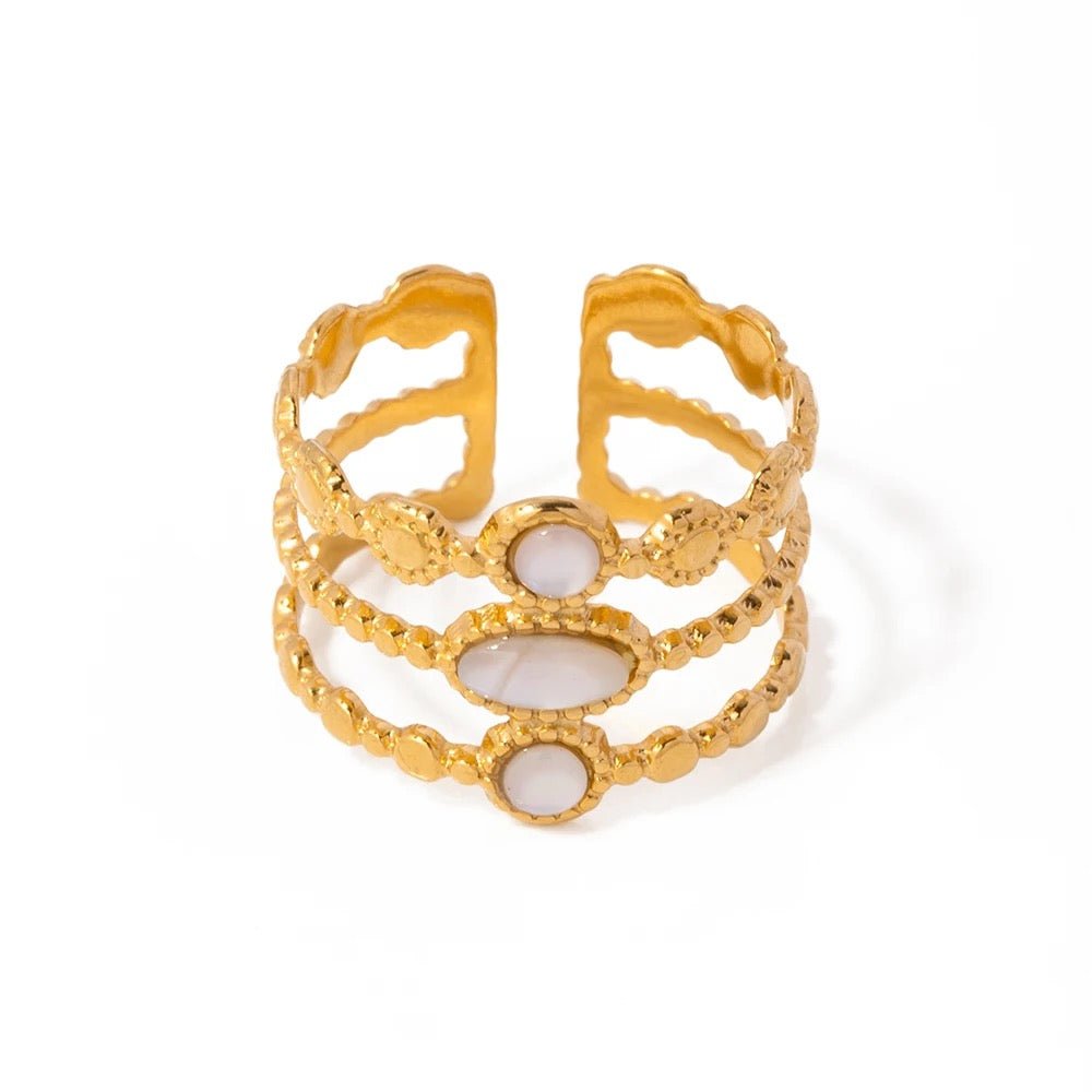 White Shell Stone Ring - Calilo Australia