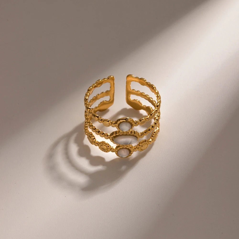White Shell Stone Ring - Calilo Australia