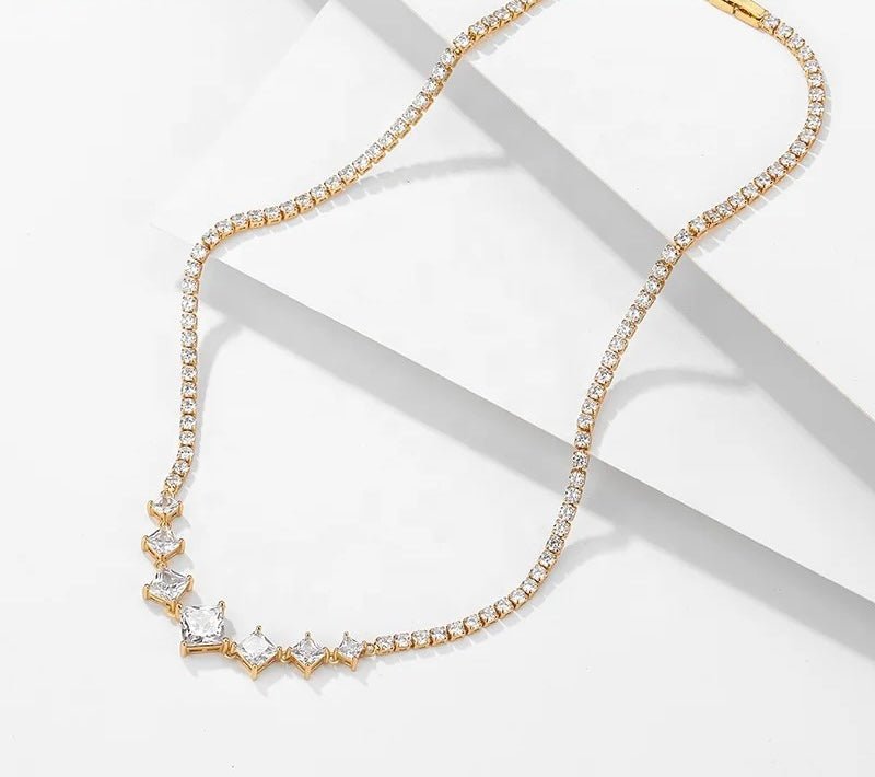 Alina Tennis Necklace Gold - Coco & Cali