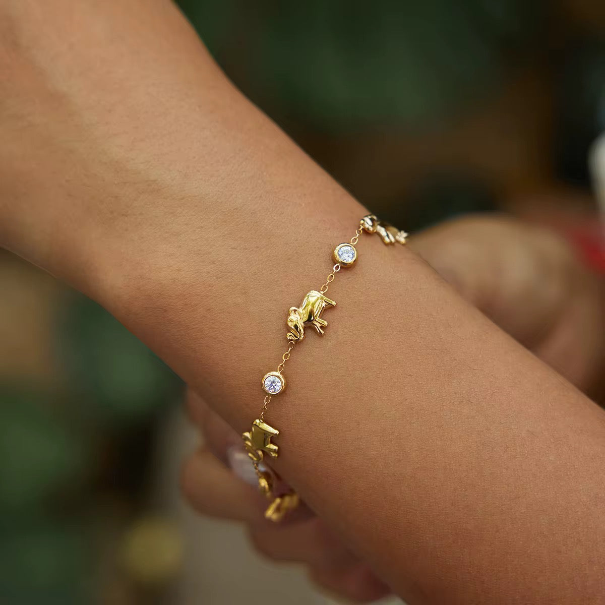 Elara Elephant Zircon Gold Bracelet