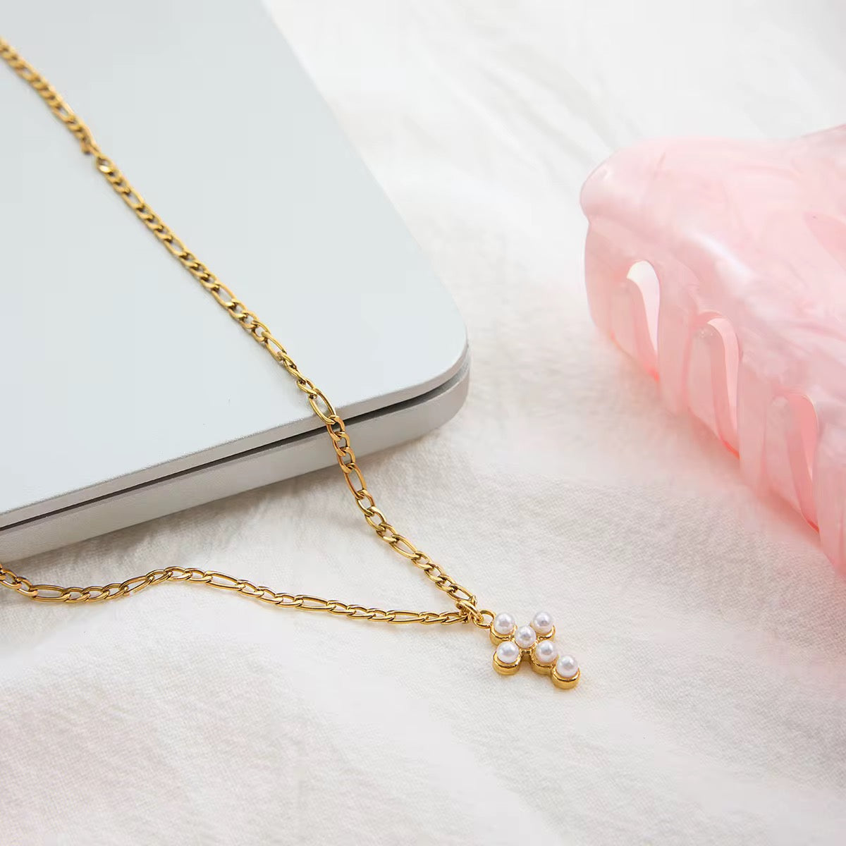 Grace Pearl Cross Pendant Necklace