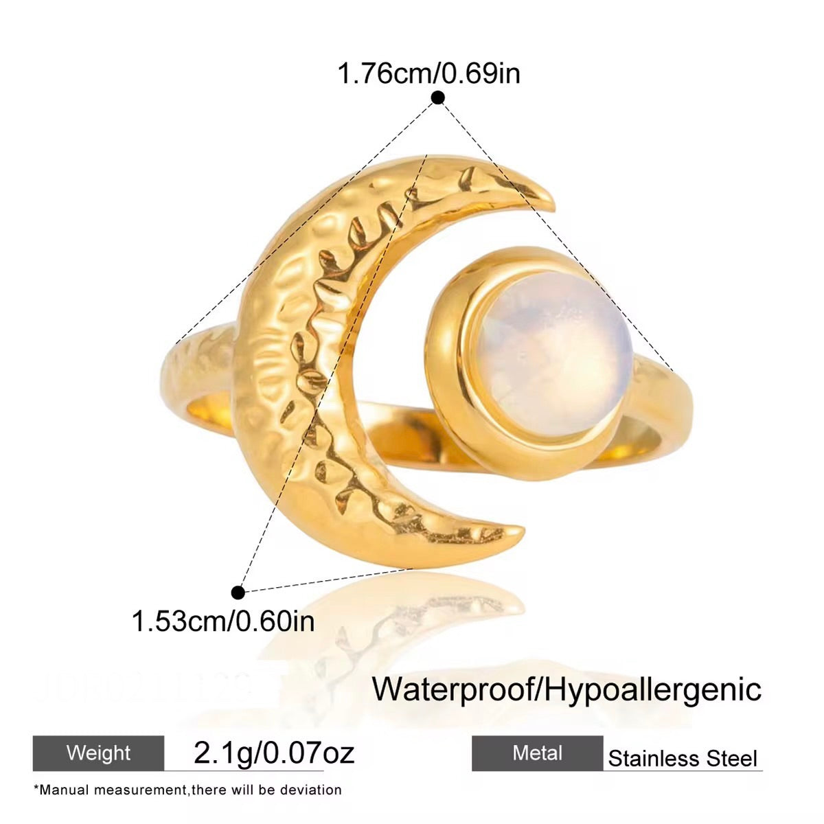 Luna Hammered Moon Ring