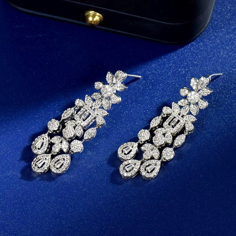 Amara Elegance Cubic Zirconia Bridal Earrings - Calilo Australia