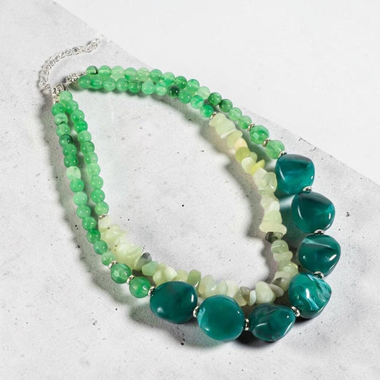 Amelia Layered Beaded Statement Necklace - Calilo Australia
