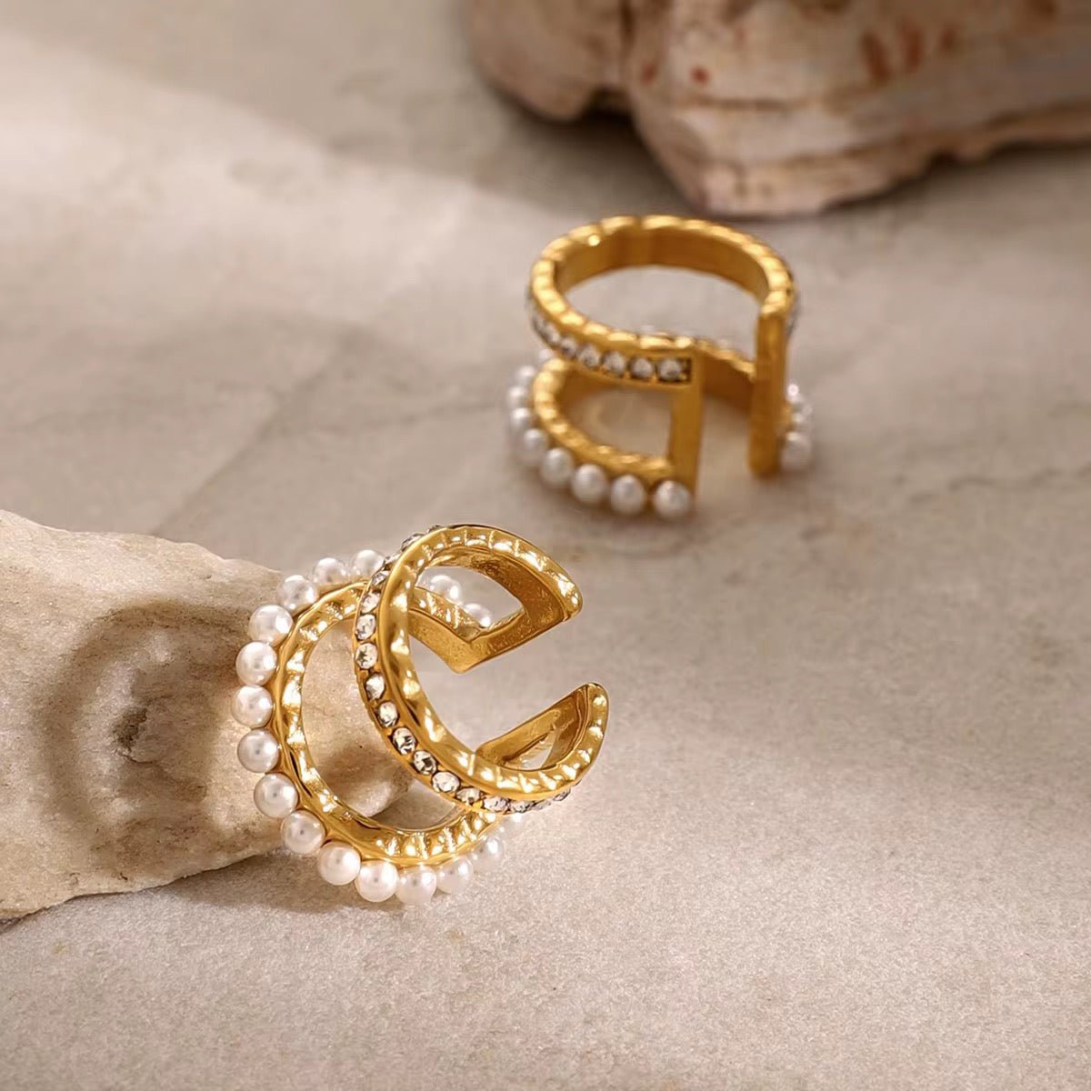 Amy Double Pearl Crystal Clip - On - Calilo Australia