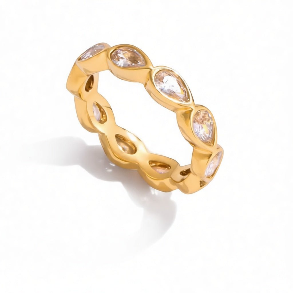 Aria Pavé Pear Zircon Ring - Calilo Australia