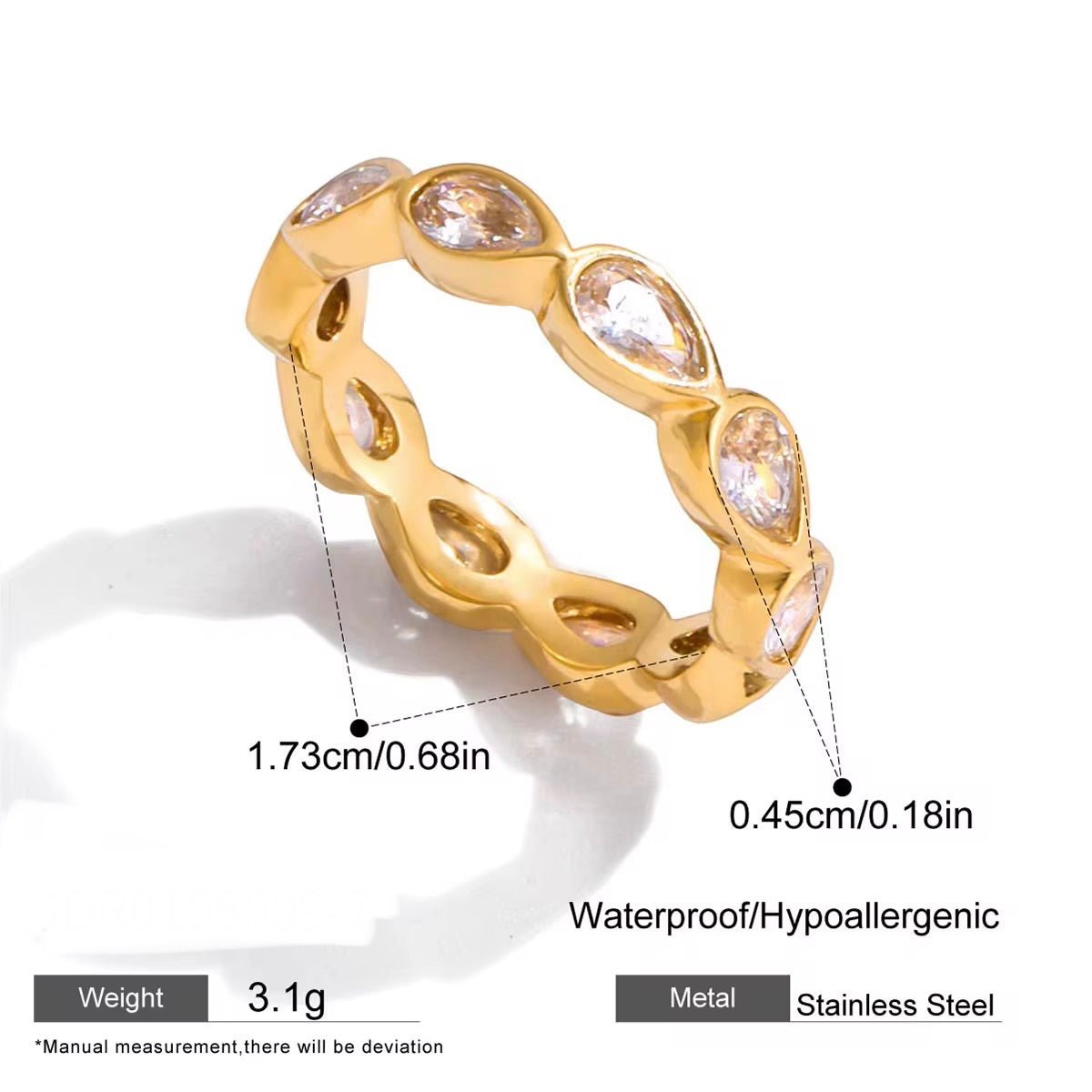 Aria Pavé Pear Zircon Ring - Calilo Australia