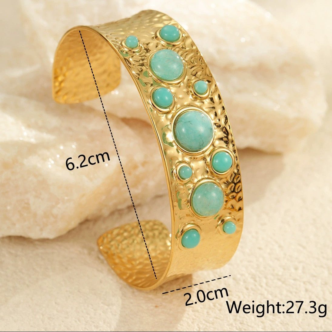 Aurelia Amazonite Hammered Cuff Bangle - Calilo Australia