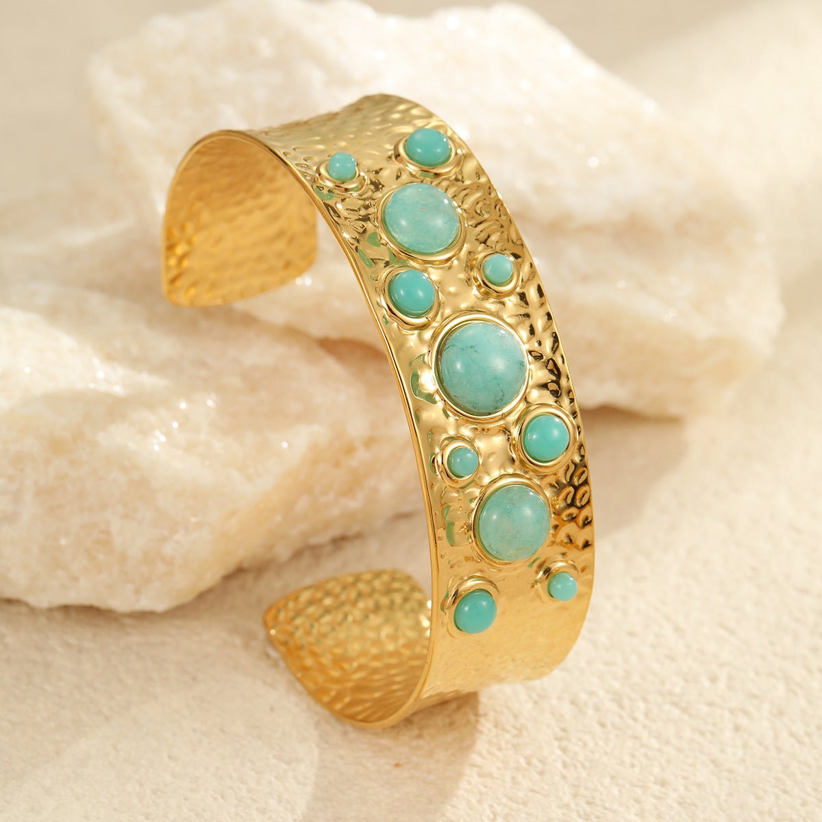 Aurelia Amazonite Hammered Cuff Bangle - Calilo Australia