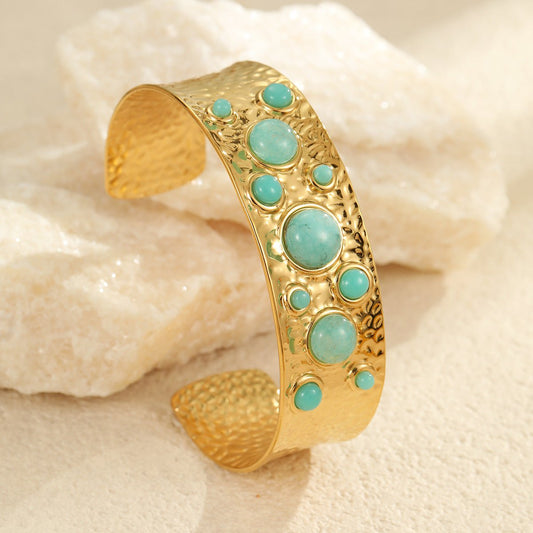 Aurelia Amazonite Hammered Cuff Bangle - Calilo Australia