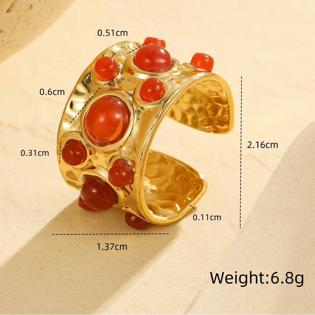 Aurelia Garnet Gemstone Hammered Ring - Calilo Australia