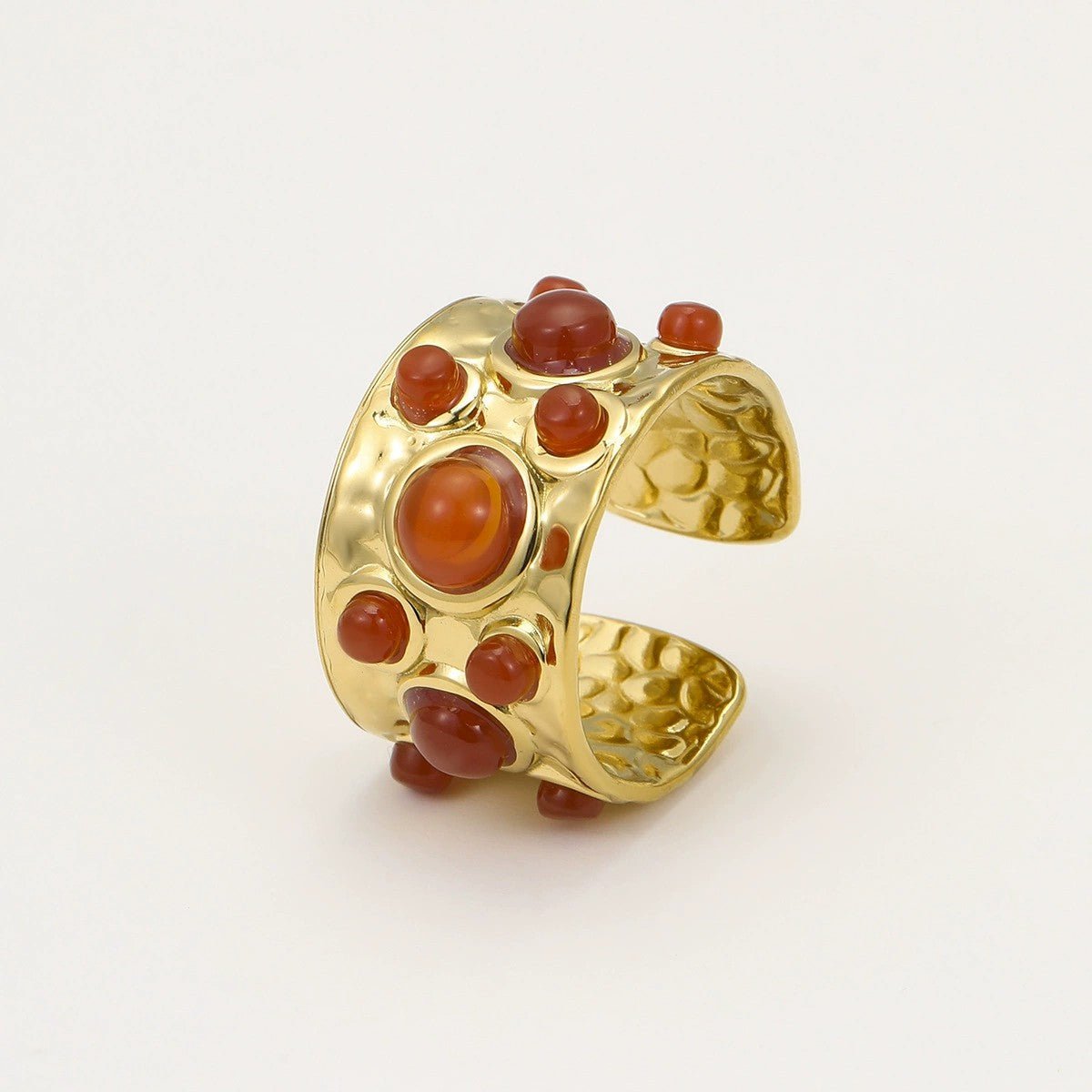 Aurelia Garnet Gemstone Hammered Ring - Calilo Australia
