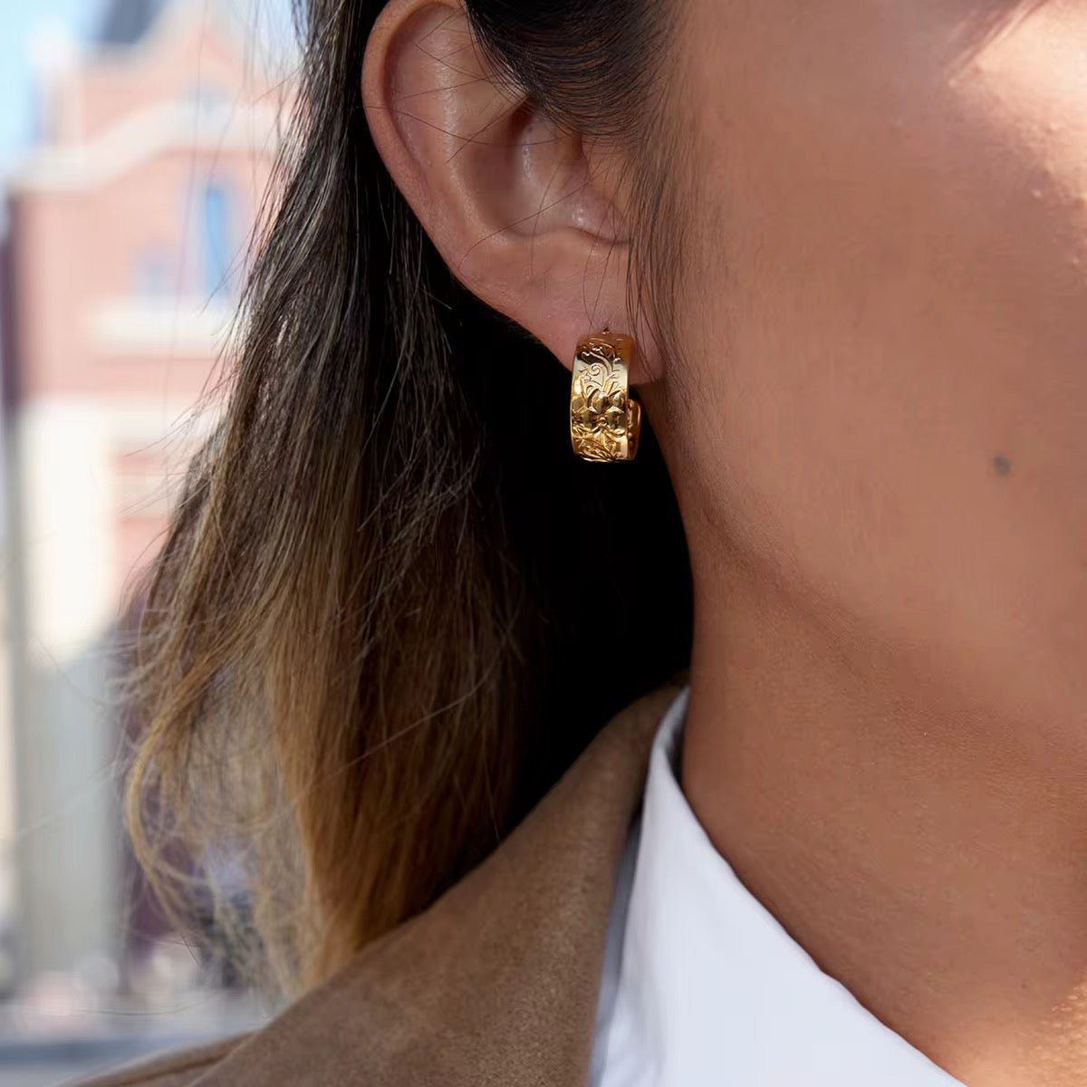 Aurelia Gold Water-Resistant Hoop Earrings - Calilo Australia