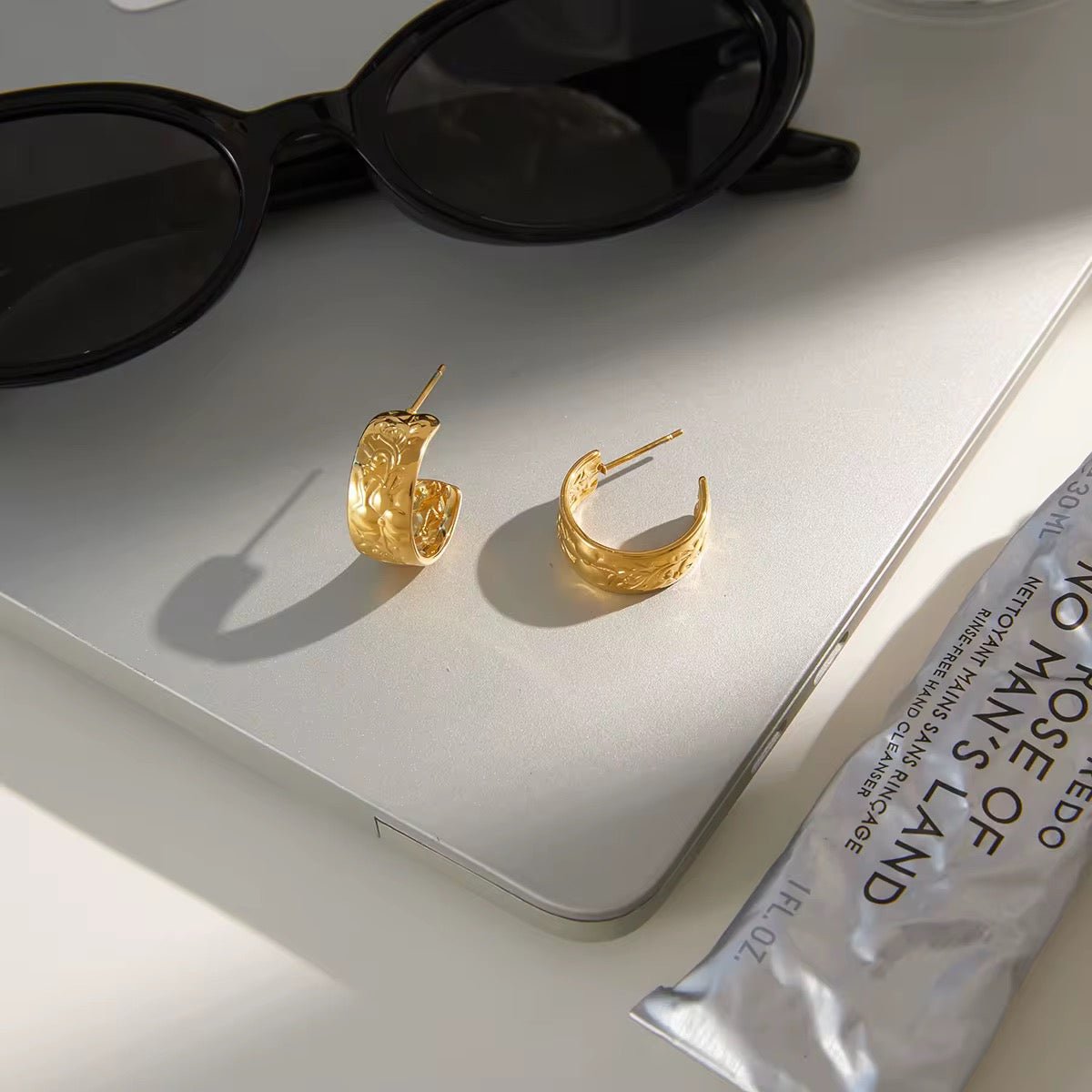 Aurelia Gold Water-Resistant Hoop Earrings - Calilo Australia