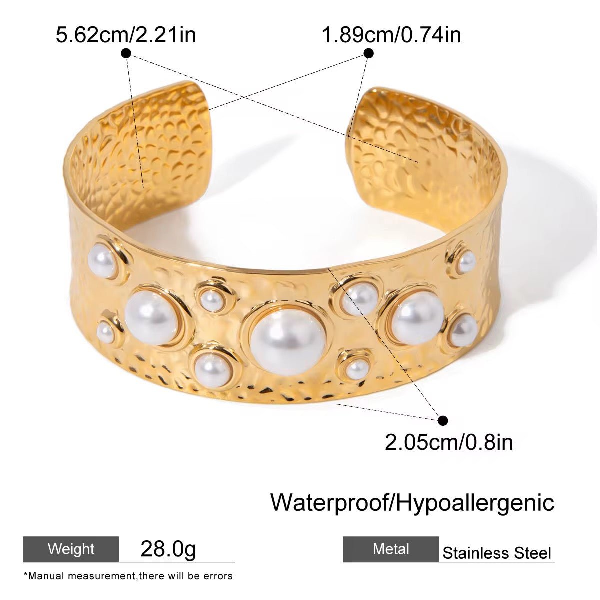 Aurelia Pearl Hammered Cuff Bangle - Calilo Australia