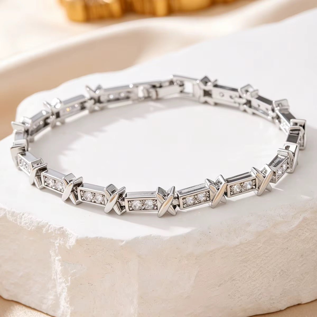Aurelia Silver Zircon Link Bracelet - Calilo Australia