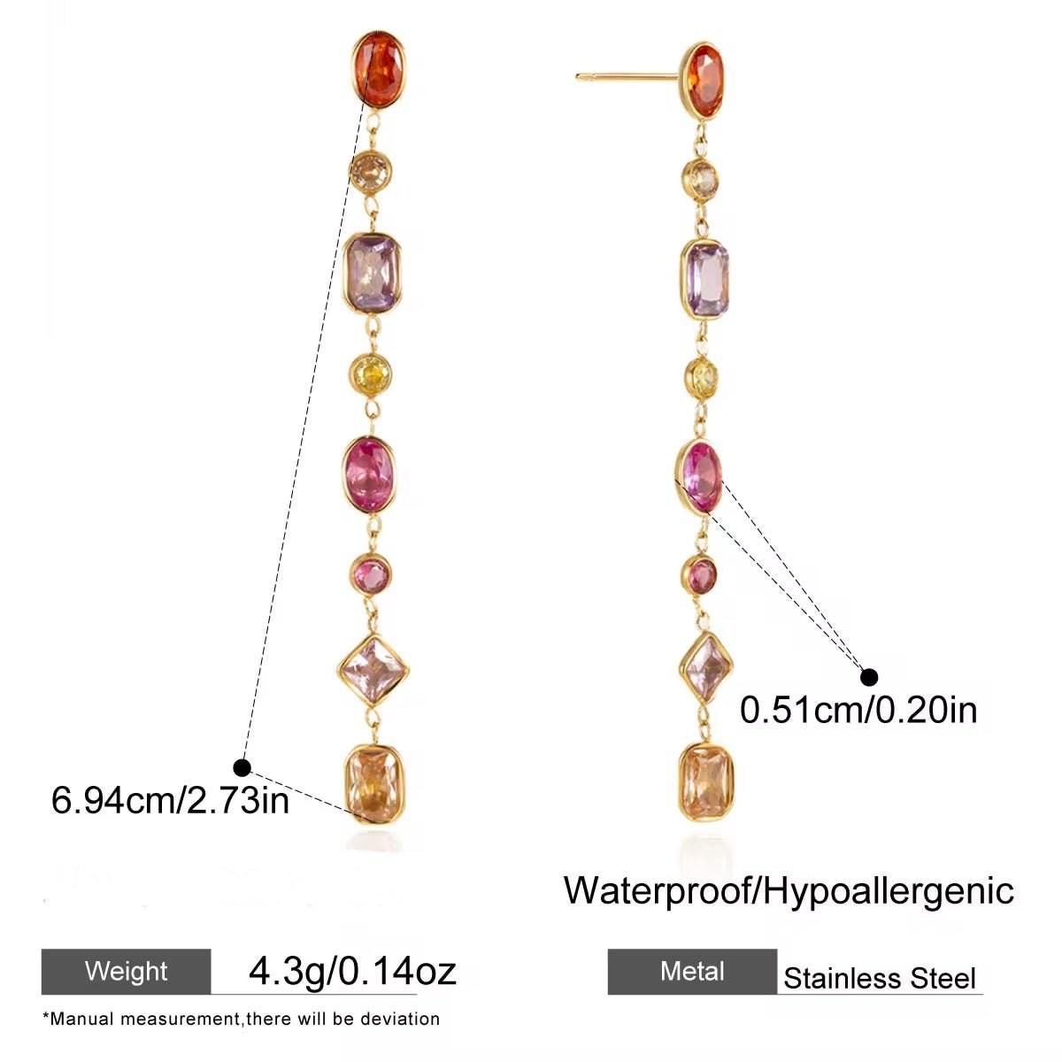 Aurora Multicolour Zircon Drop Earrings - Calilo Australia