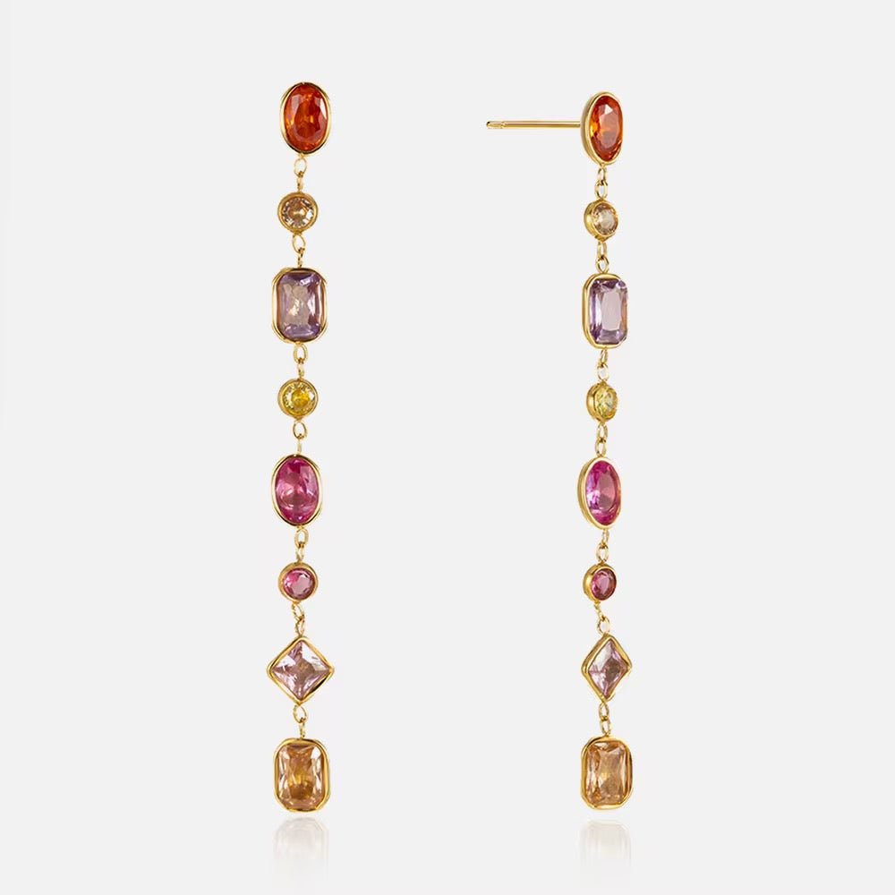 Aurora Multicolour Zircon Drop Earrings - Calilo Australia