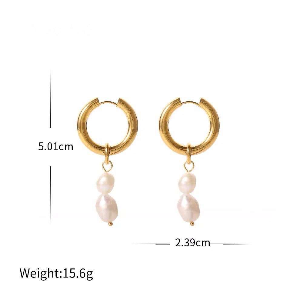 Calilo Pearl Gold Hoops - Calilo Australia