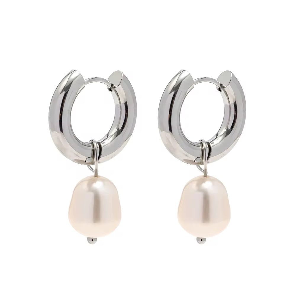 Calilo Silver Pearl Drop Earrings - Calilo Australia