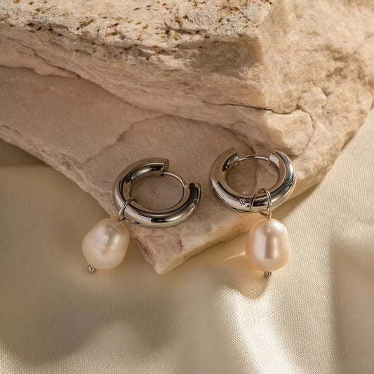 Calilo Silver Pearl Drop Earrings - Calilo Australia