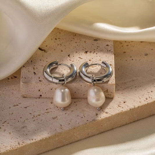 Calilo Silver Pearl Drop Earrings - Calilo Australia