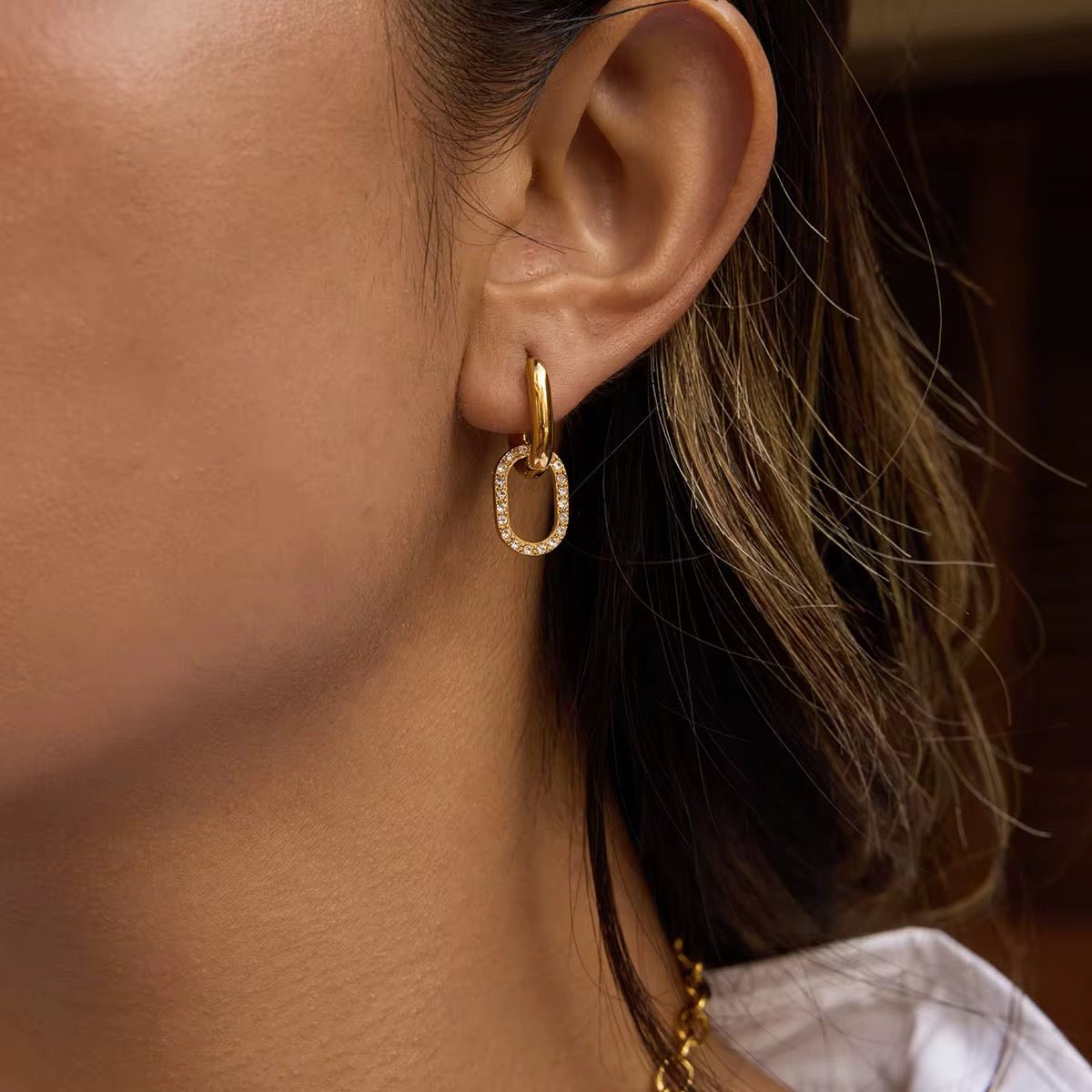 Celeste Paperclip Zircon Drop Earrings - Calilo Australia