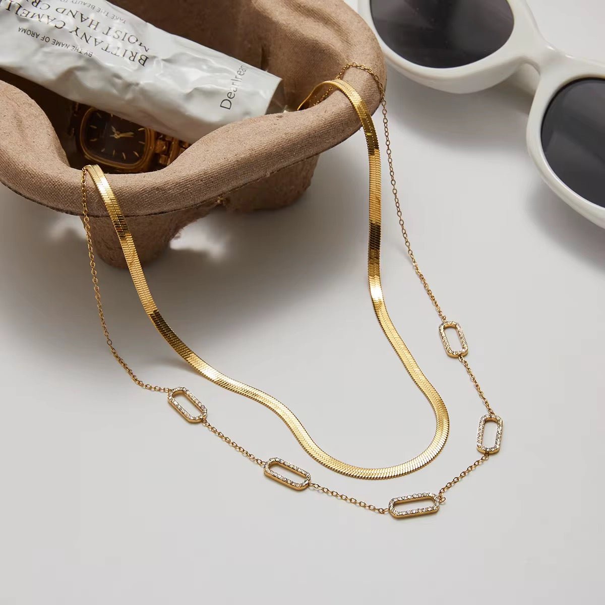 Celeste Paperclip Zircon Necklace - Calilo Australia